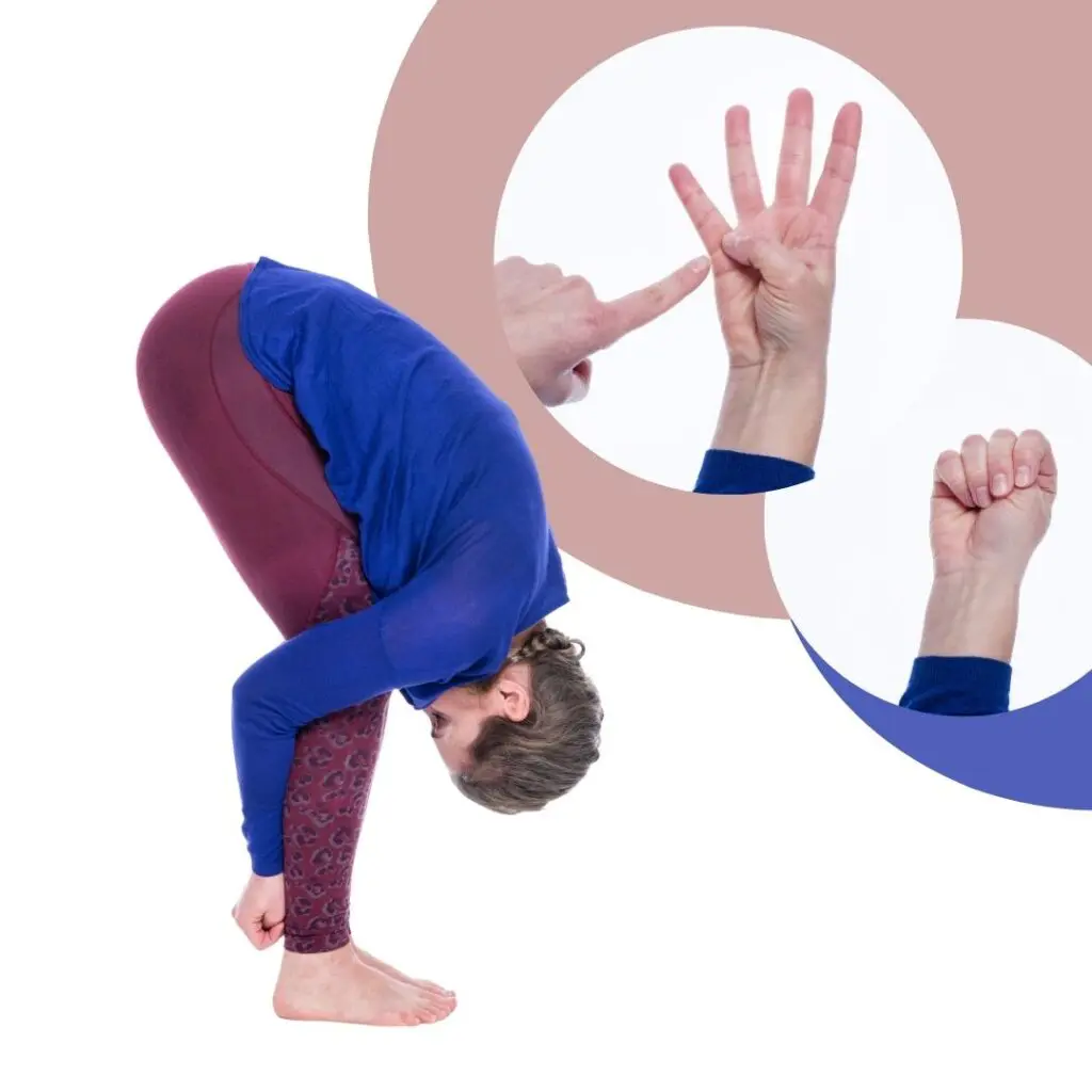 Susanne Mors, Yoga Sequenz, Asana und Mudra, Uttanasana mit Adi Mudra 