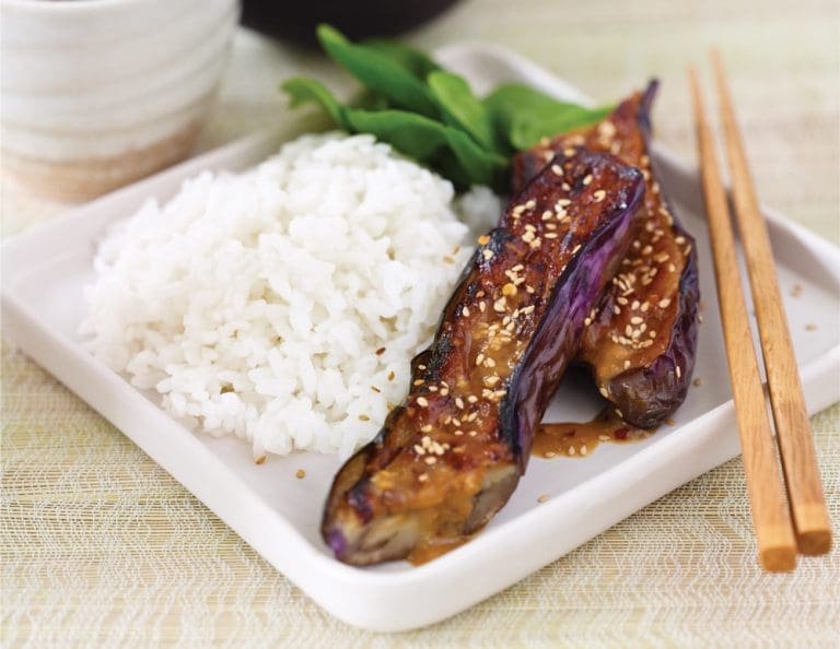 Auberginen mit Miso-Glasur