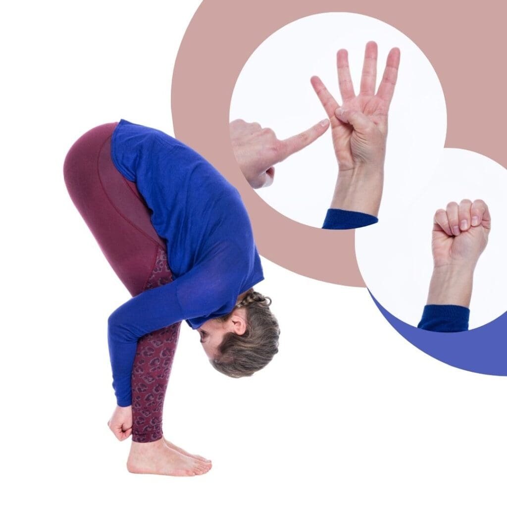 Susanne Mors, Yoga Sequenz, Asana und Mudra, Uttanasana mit Adi Mudra 